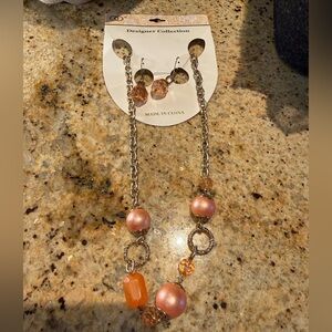 Vintage Designer Collection necklace with faux peach coloured beads